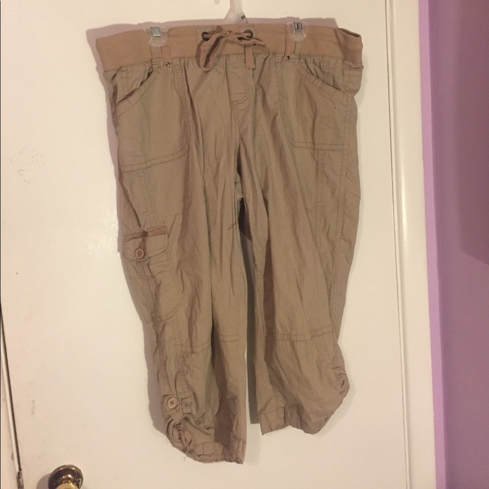 Khaki Drawstring Capri