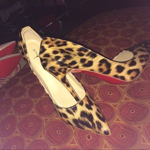 Chic Patent No Name Red Bottom Leopard  Size 9/9.5