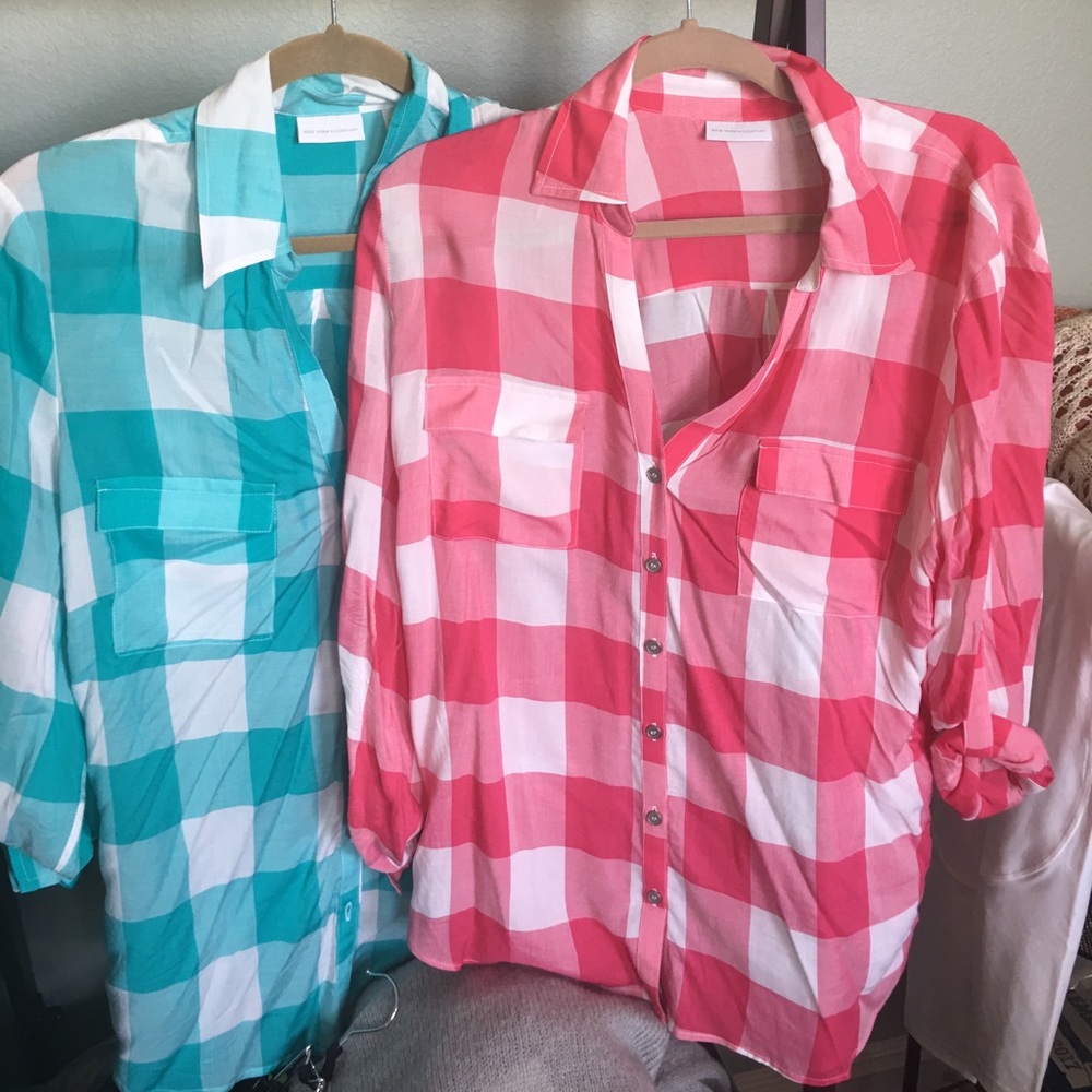 Lot New York & company beach boyfriend shirts xl