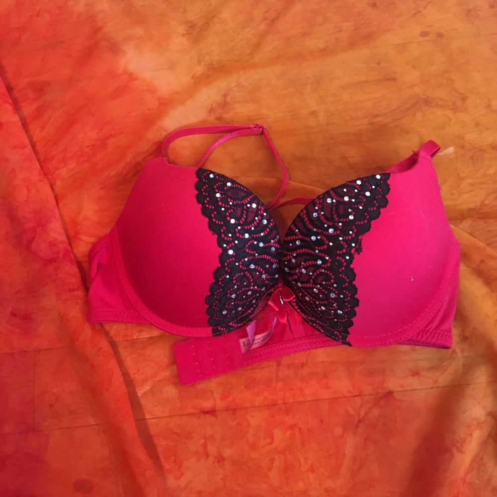 Red rhinestone bra