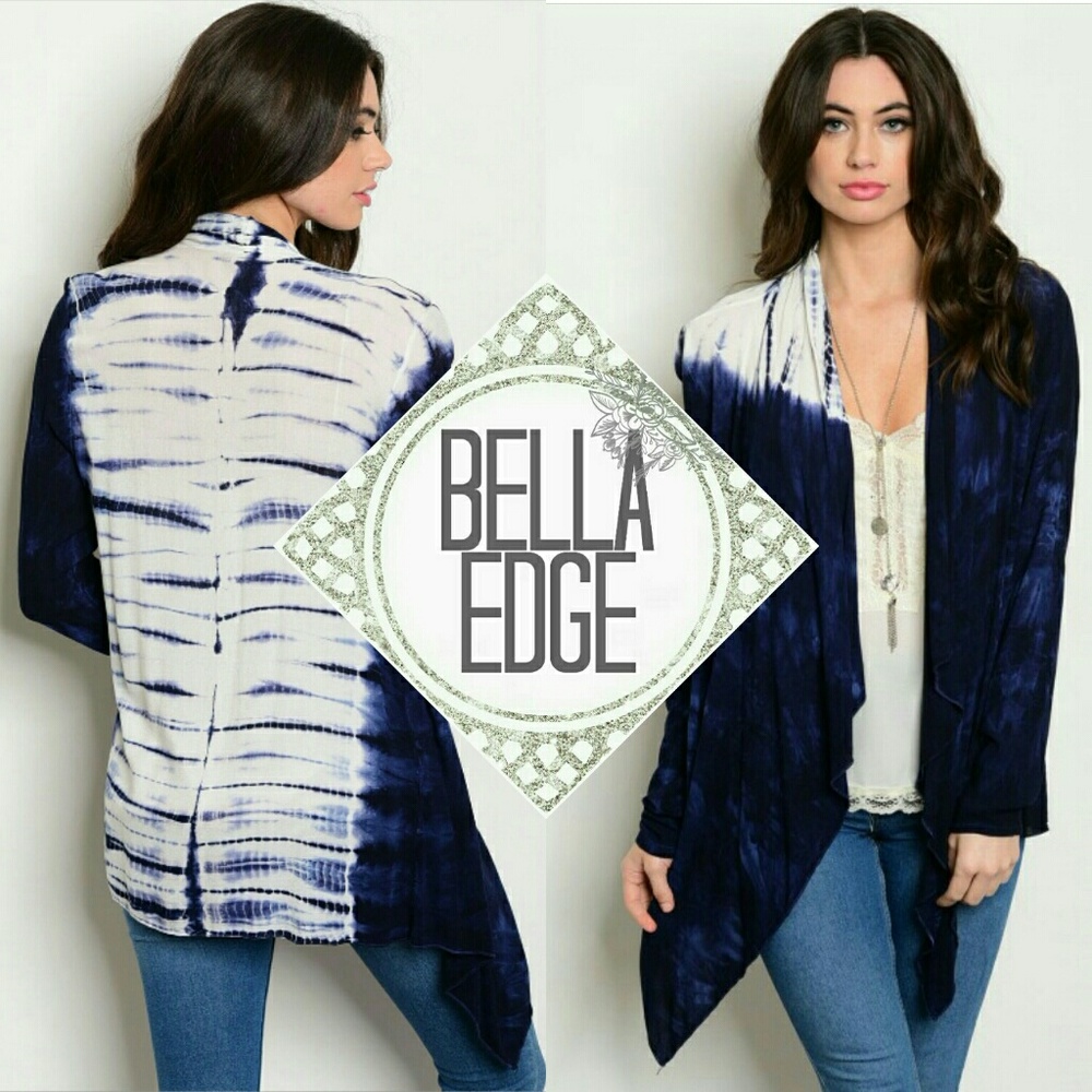 TAMARA Navy White Tie Dye Cardigan - Picture 1 of 2