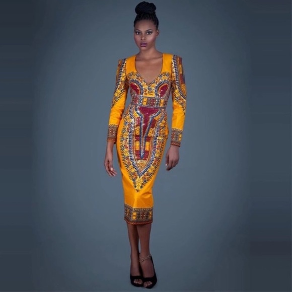 New Chic Dashiki Print Bodycon Club Summer Dress - Picture 1 of 4