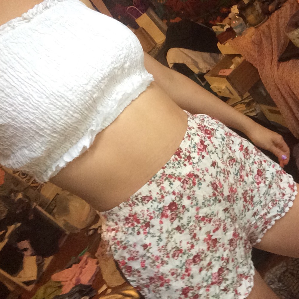 Rose print shorts