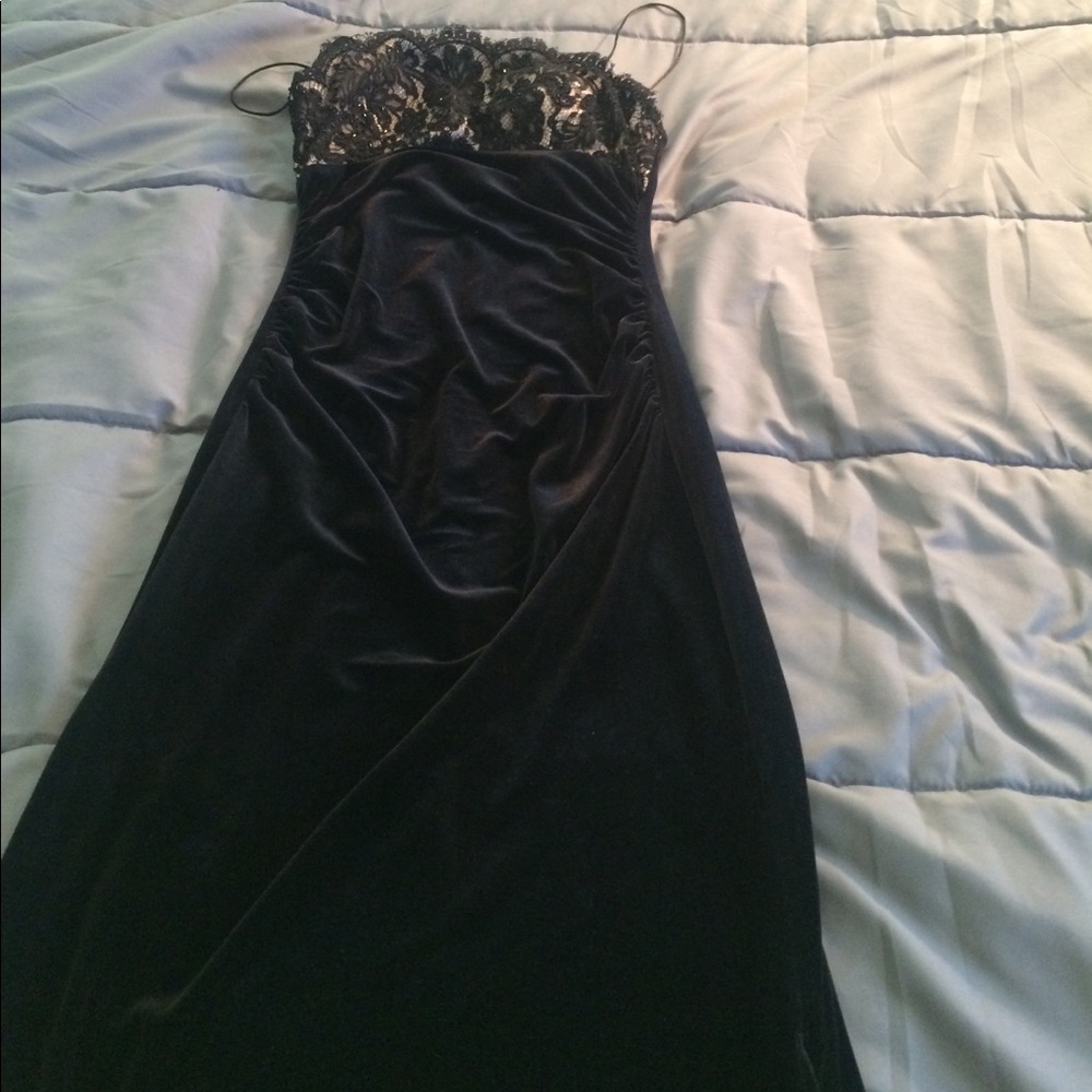 Cream and black evening gown
