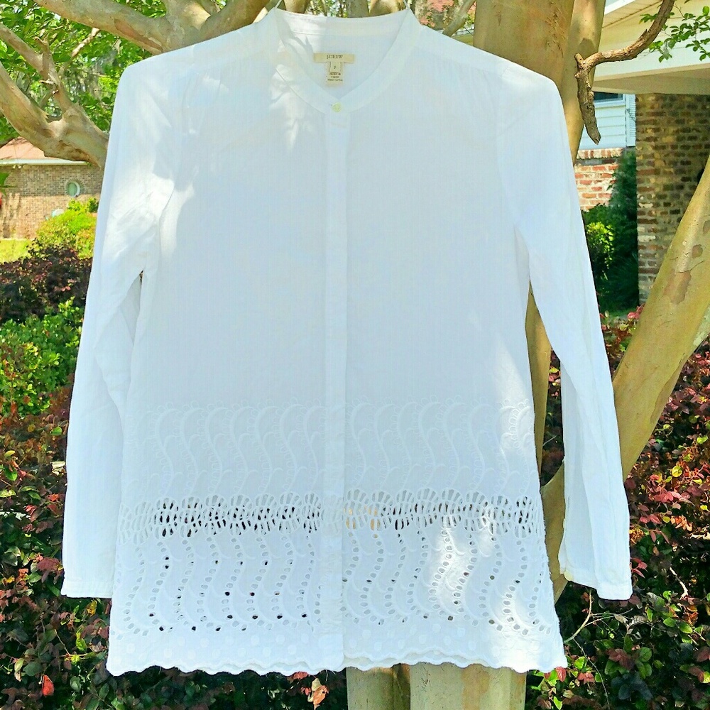 J. Crew eyelet trim button down long sleeve shirt