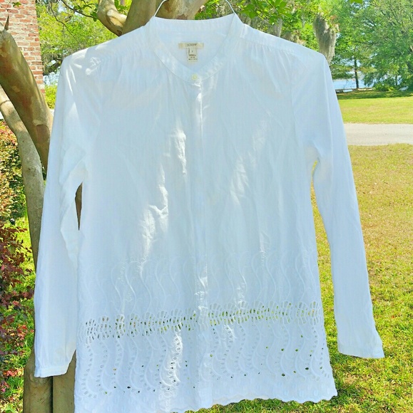 J. Crew eyelet trim button down long sleeve shirt - Picture 2 of 3