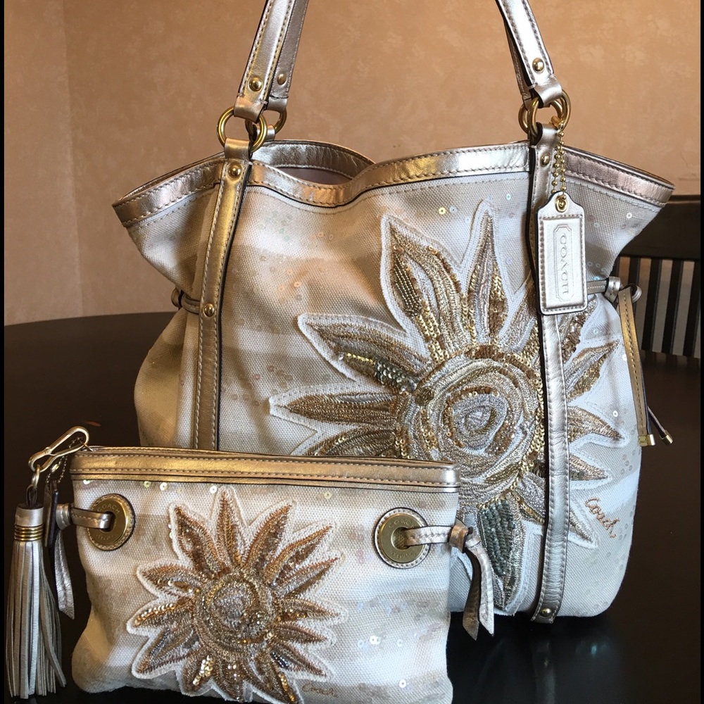RARE COACH AUDREY SUNFLOWER & MATCHING WRISTLET!