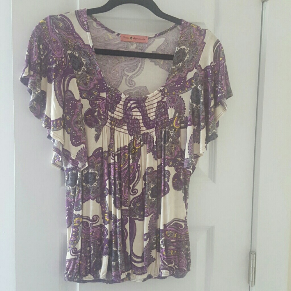 Purple top with paisley pattern
