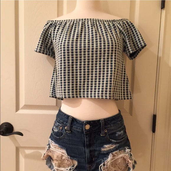 Zara blue and white crop top - Picture 2 of 4