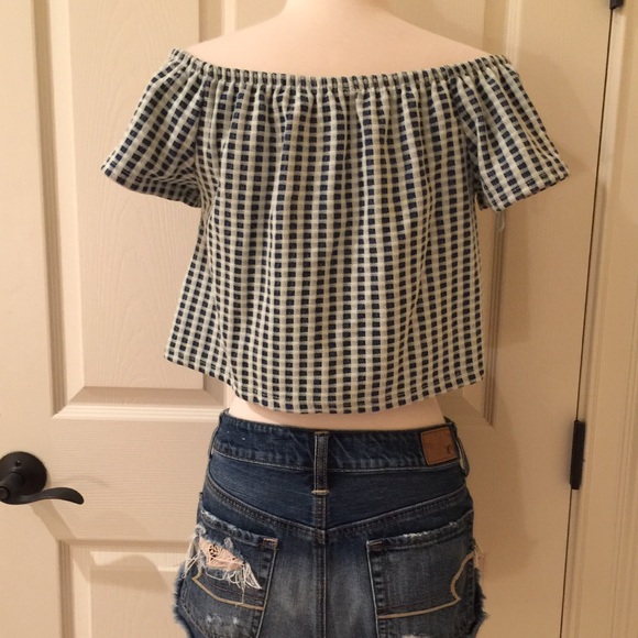 Zara blue and white crop top - Picture 3 of 4