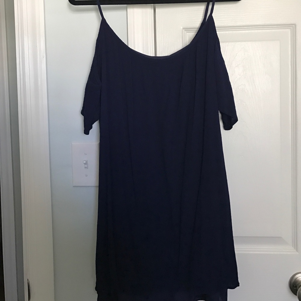 Navy Off The Shoulder Dress