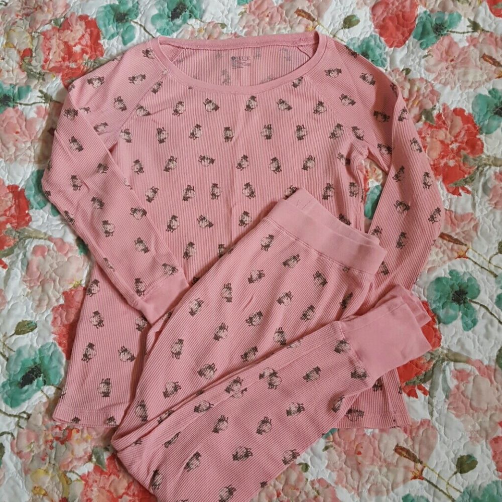 SOLD Super Cute Pink Thermal Pajama Set