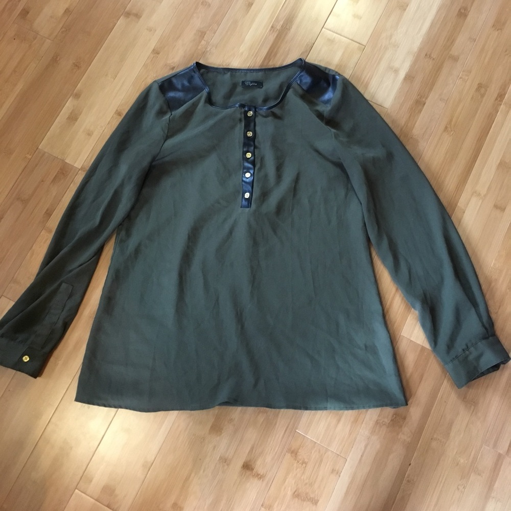 Green and leather long sleeve