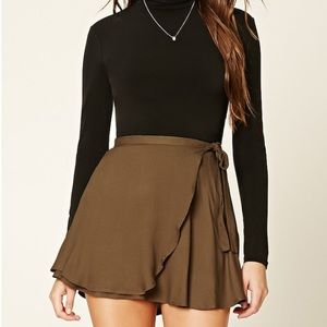 Faux-Wrap Mini Skirt •