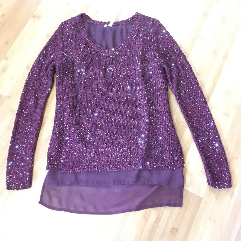 Burgundy sequin sweater