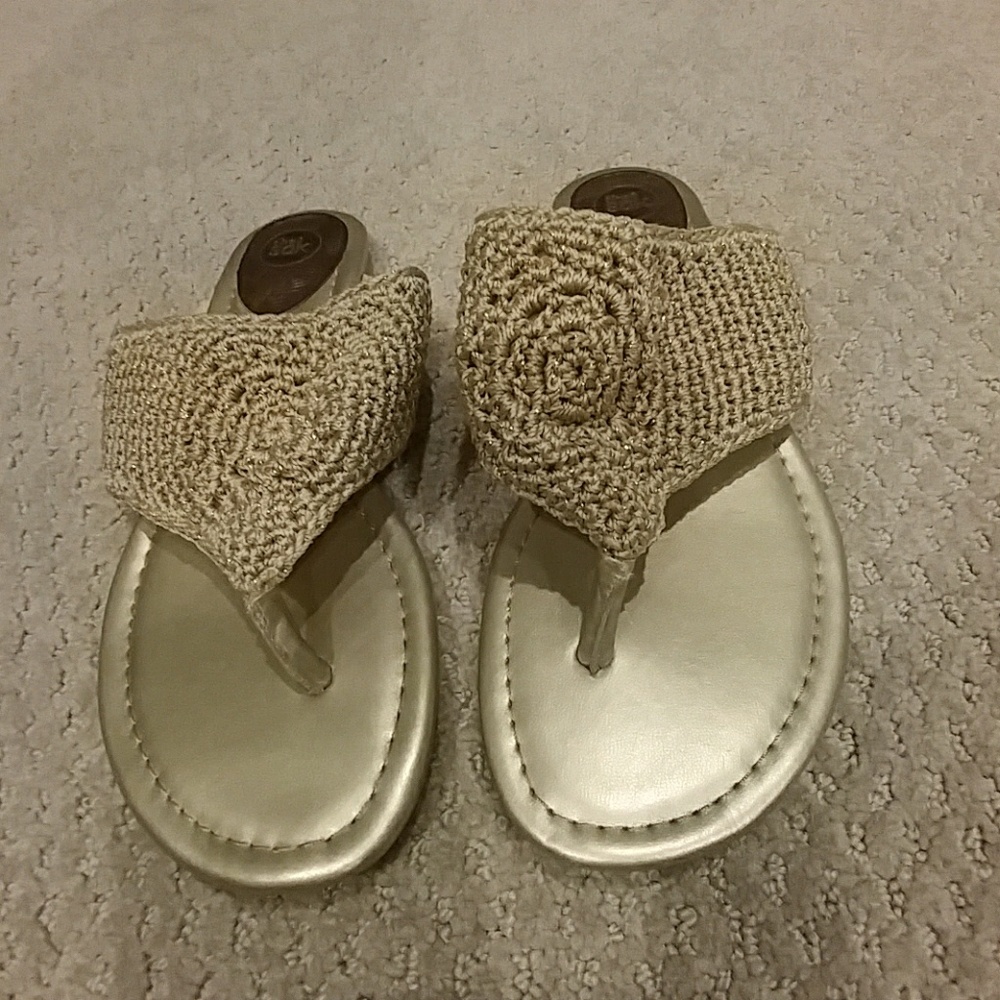 The Sak Crochet Gold Metallic Sandals