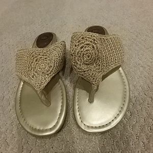 The Sak Crochet Gold Metallic Sandals