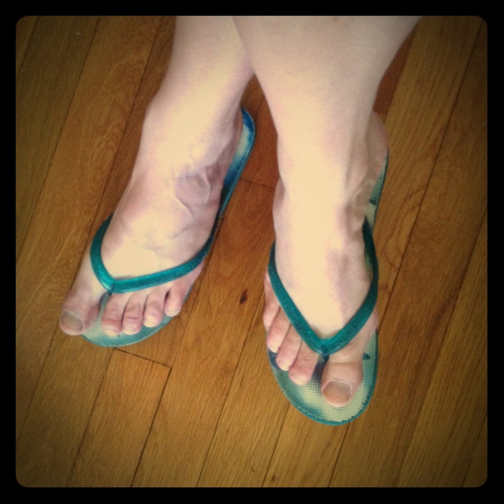 Well loved women's flip-flops.  Fun ladies shoes.