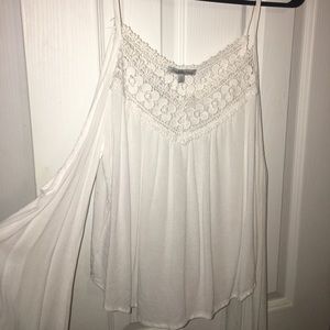 white cold shoulder top