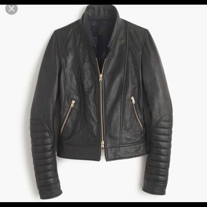 Jcrew black leather jacket women's size 6