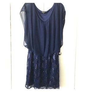 Navy Blue/Sequined Bottom Dress by SLNY