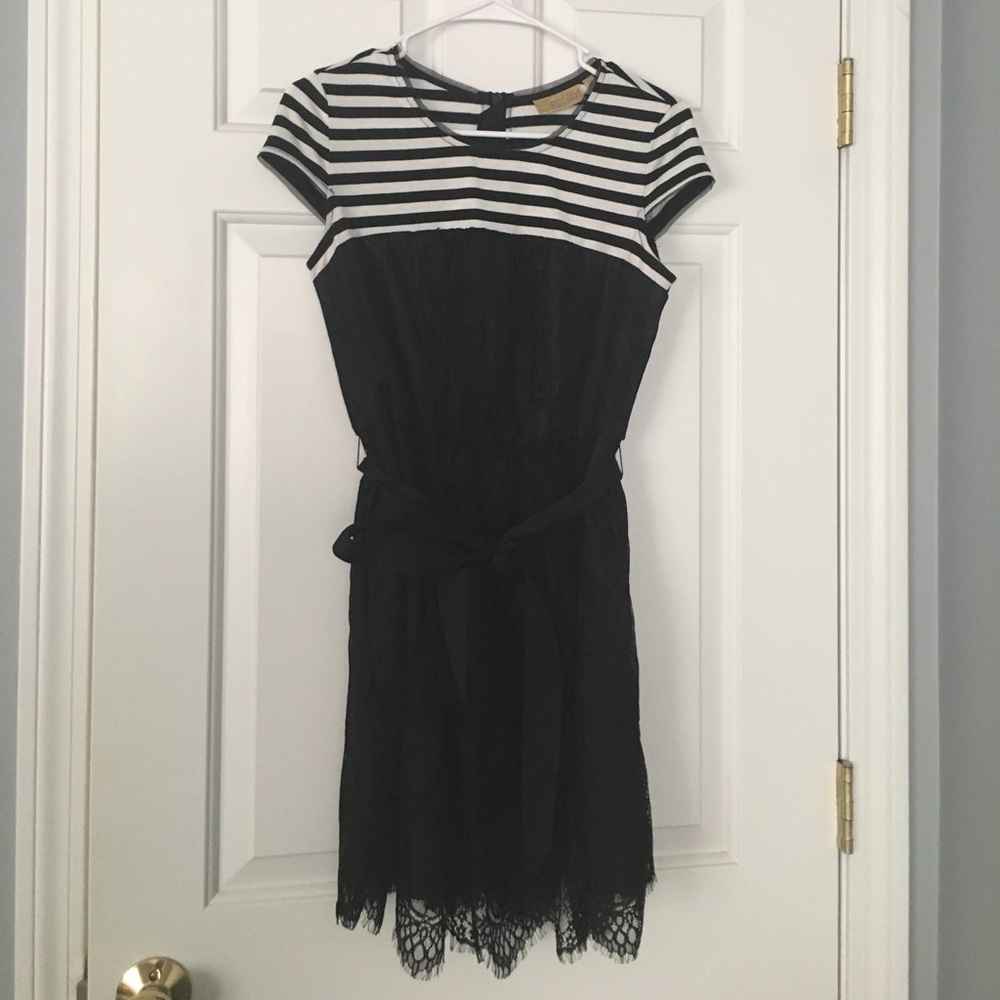 VERA WANG | Striped Lace Dress