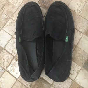Sanuk Black Slip Ons