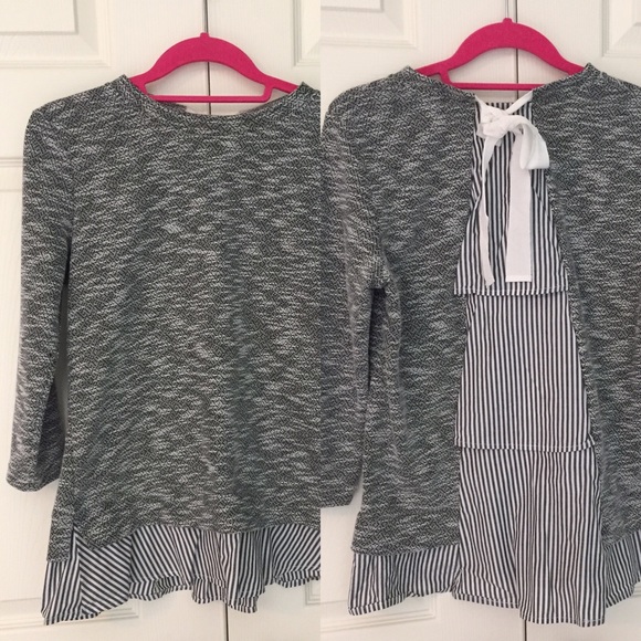 Stitch Fix Tops - Stitch Fix Mixed Material Back Ruffle Tie Neck Top