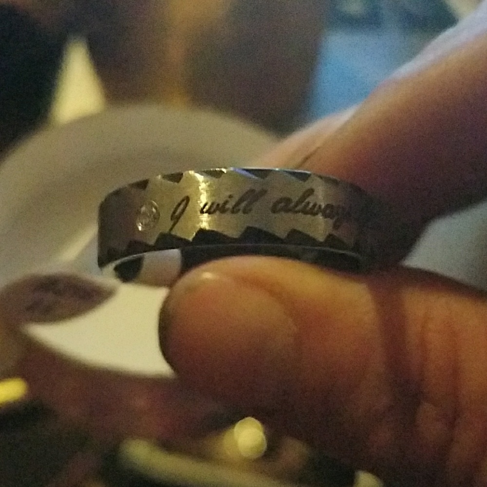Wedding band set titanuim and stainless steel