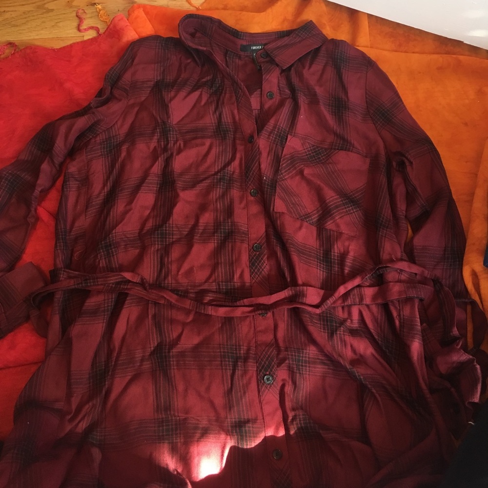 Forever 21 plaid dress with waist wrap