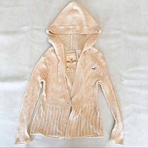 Hollister Cream Light Hooded Cardigan in Medium