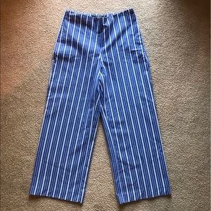 Zara ankle length blue stripped trousers