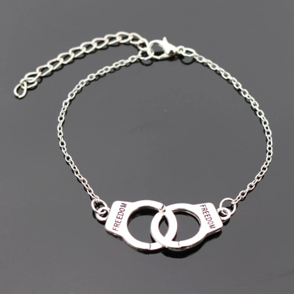💕3for$10💕  Silver Freedom Handcuff Link Bracelet