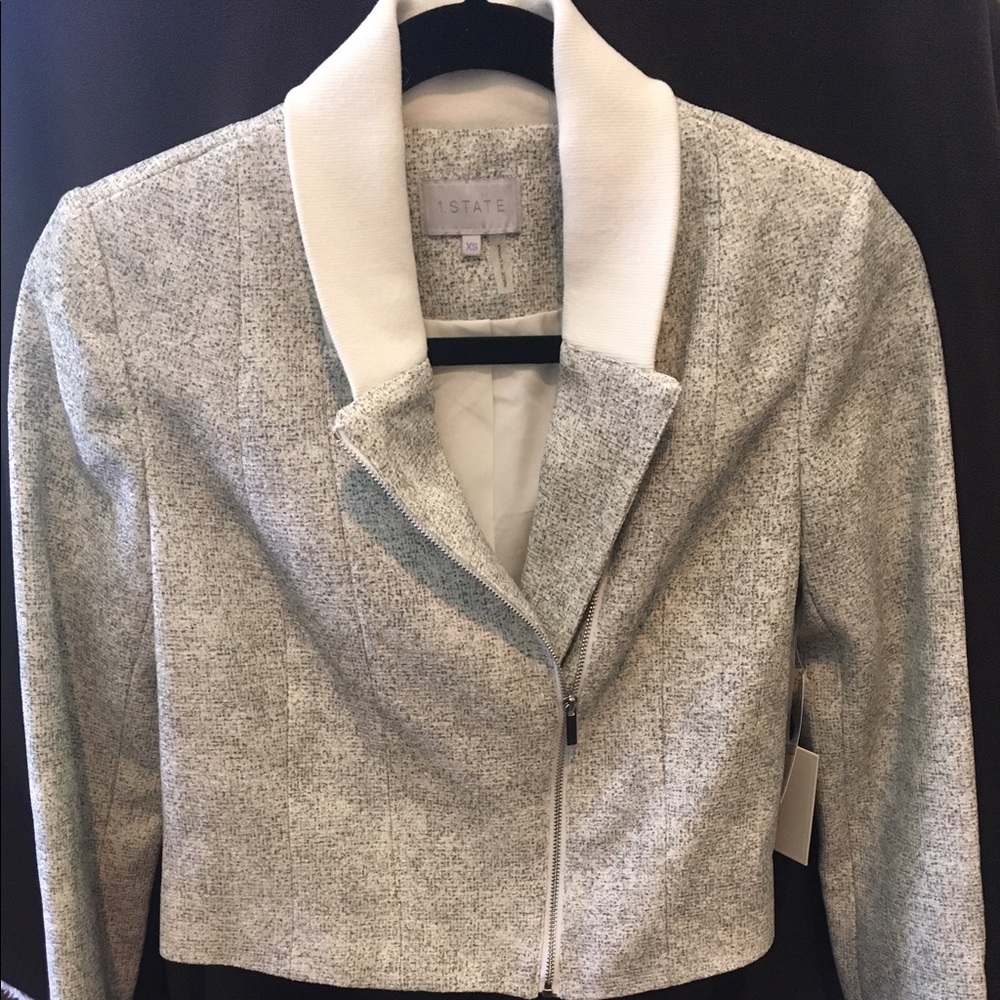 NWT 1. State Tweed Assymetrical Jacket XS