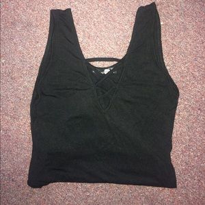 Black criss cross bodysuit