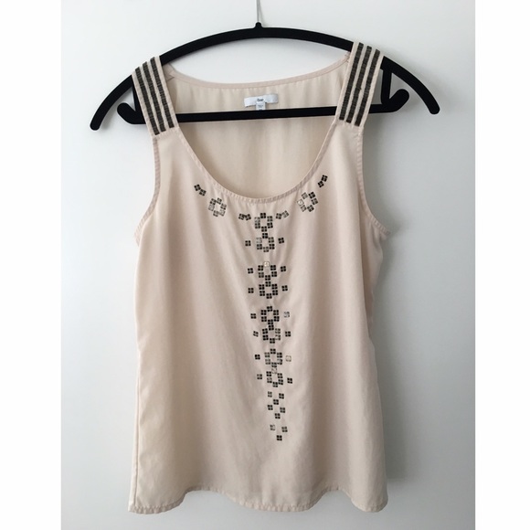 Gap Silky sequence dressy or going out blush top - Picture 2 of 7