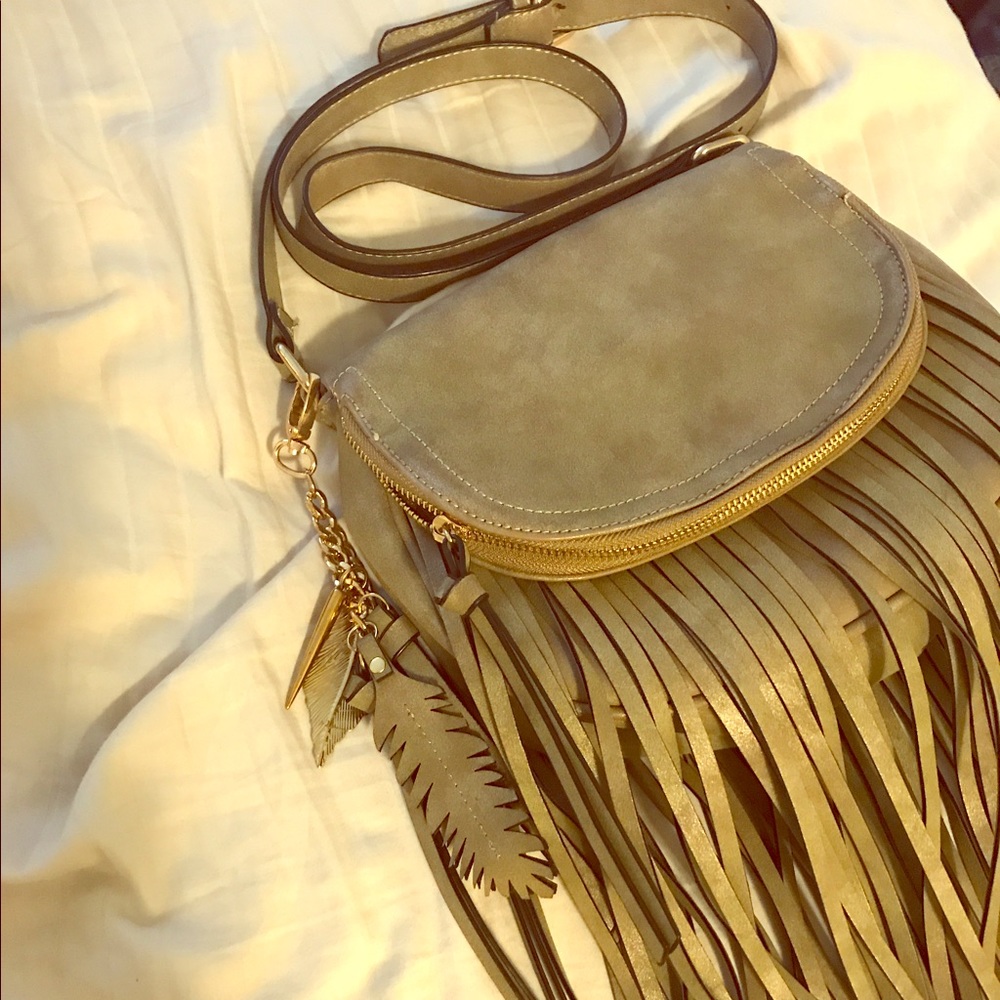 Tan Suede fringe crossbody