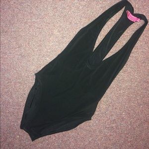 Black halter bodysuit