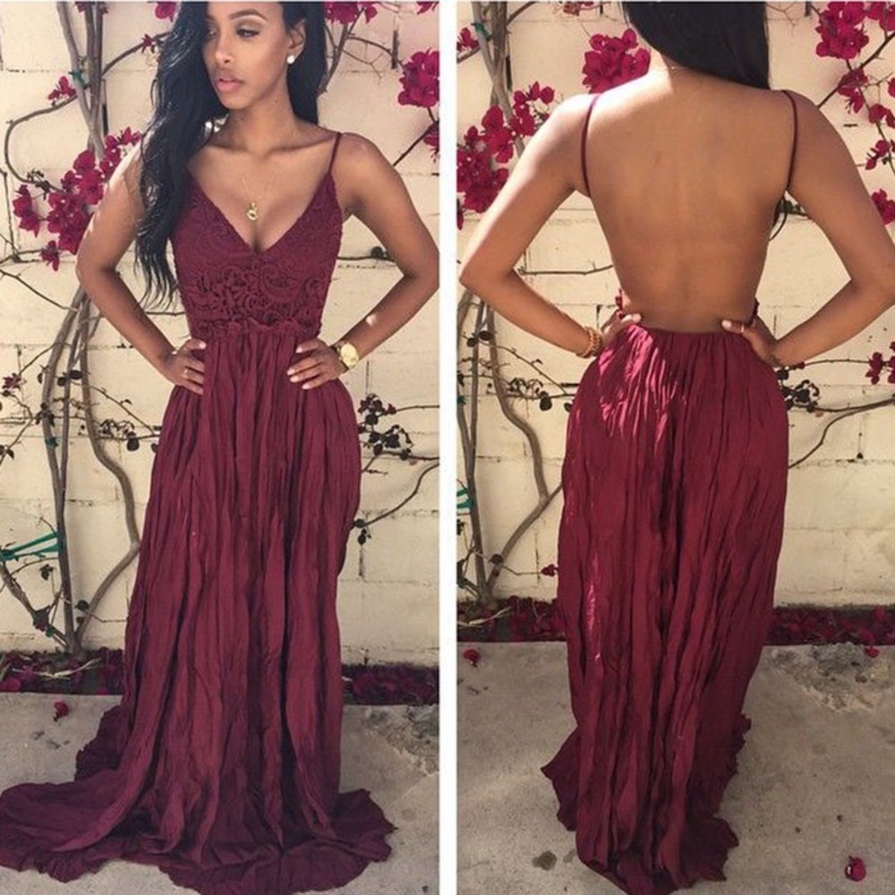Beautiful Backless Red Maxi Dress!
