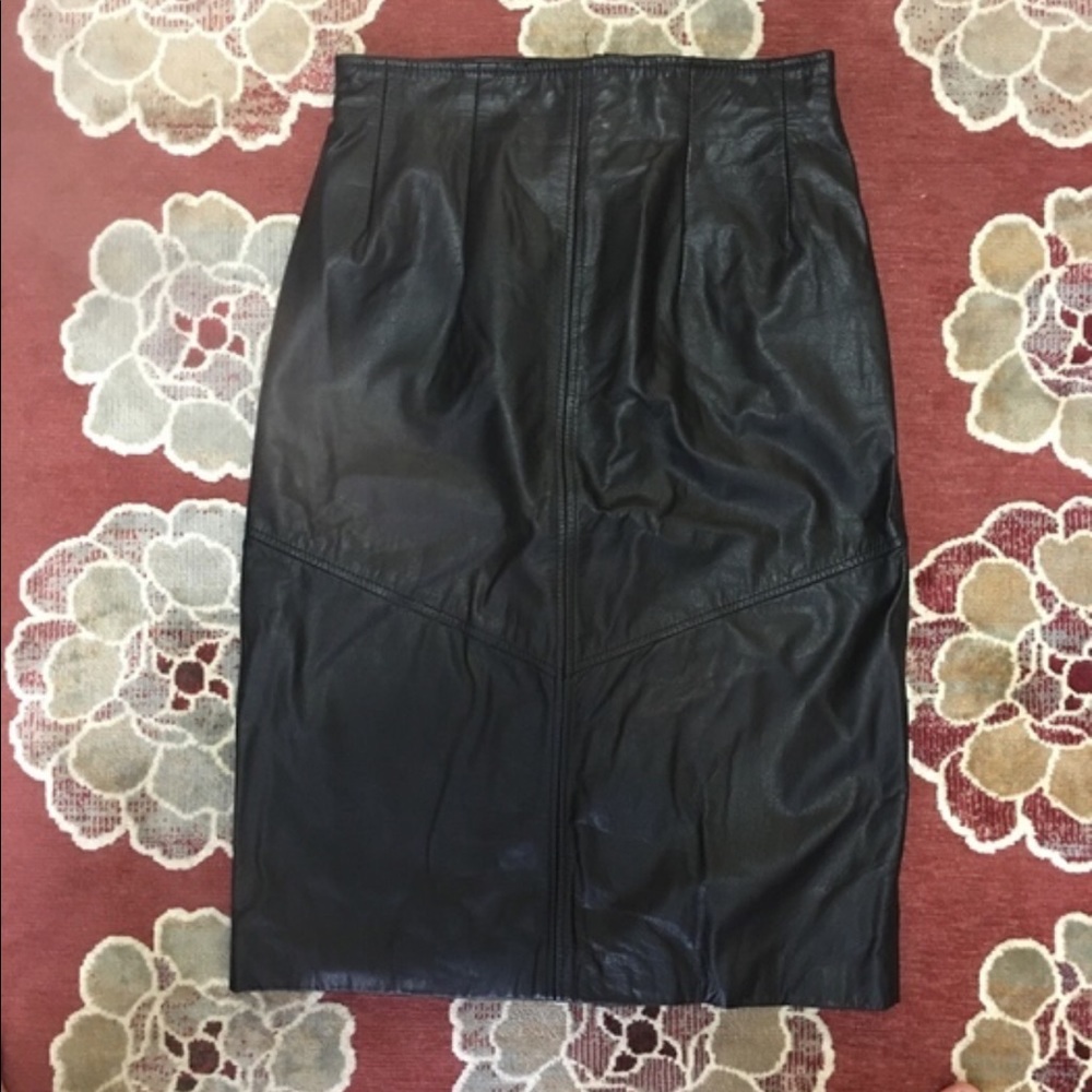80s Vintage leather pencil skirt