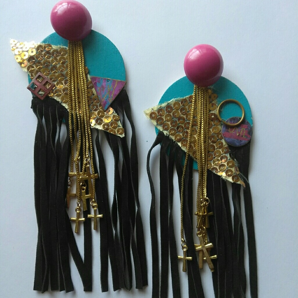 Handmade Fringe post Earrings