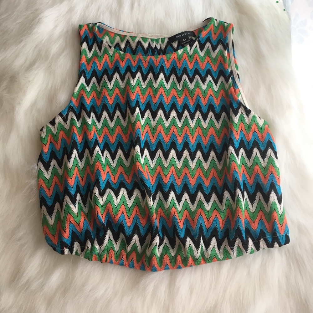 Missoni style beach zig zag crop top