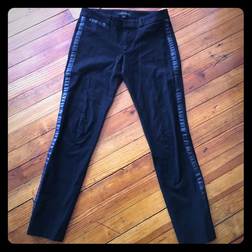 Banana Republic Sloan black pants w/ tuxedo stripe