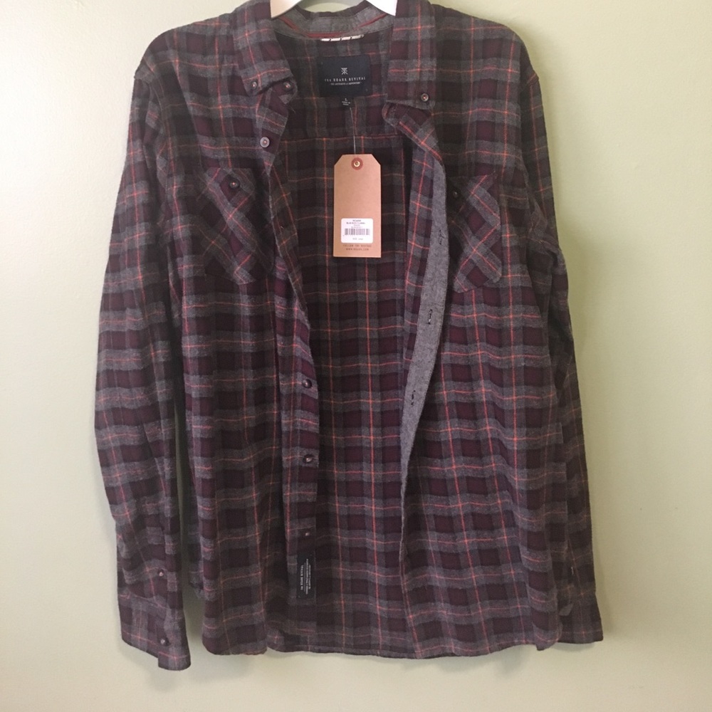 Grey/burgundy plaid flannel