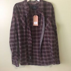 Grey/burgundy plaid flannel
