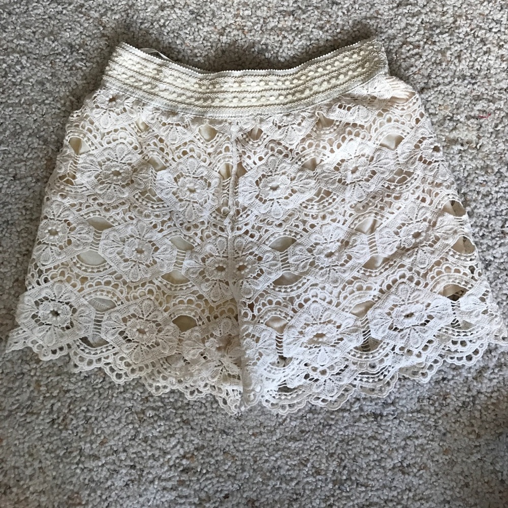 Ivory lace shorts