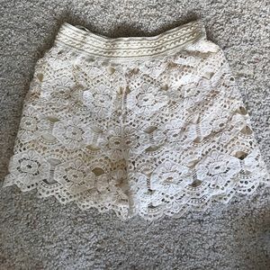 Ivory lace shorts