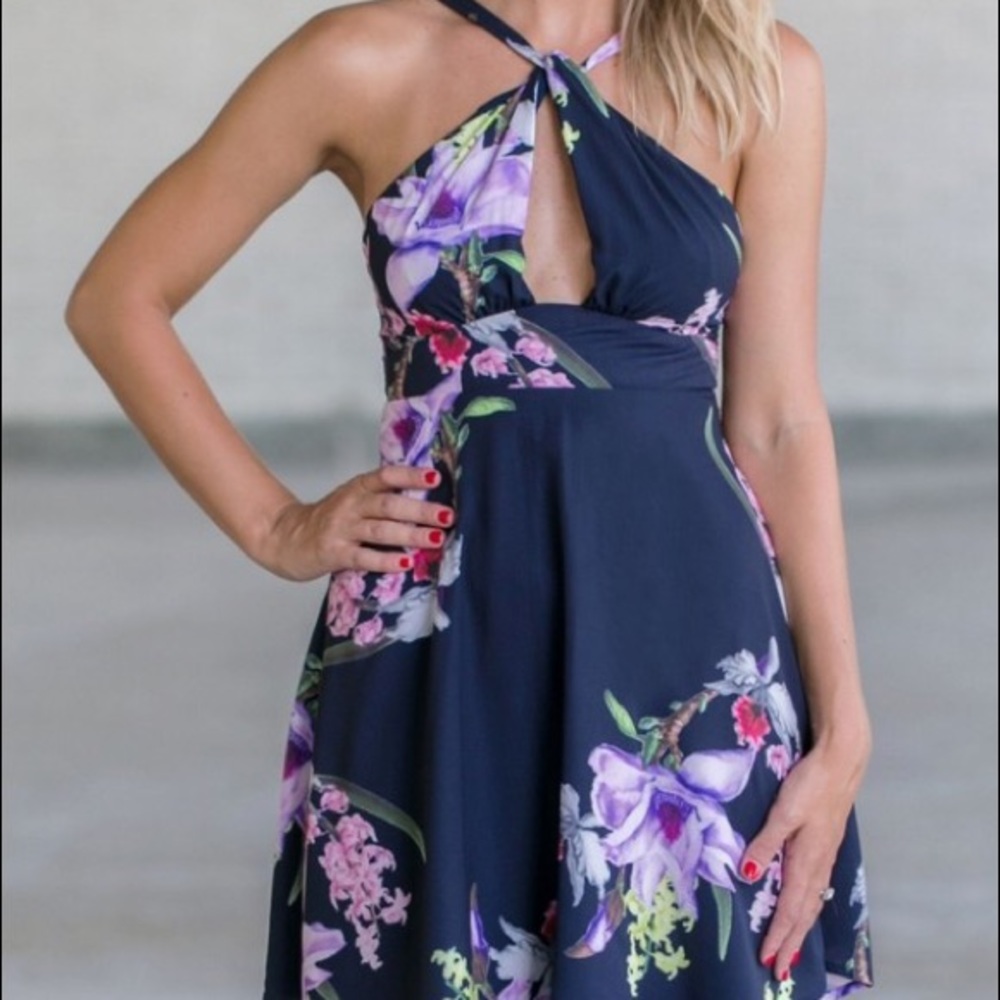 Navy Floral Dress