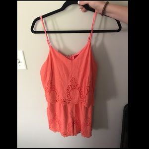 Coral Lace Romper
