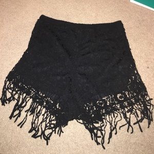 Black lace shorts